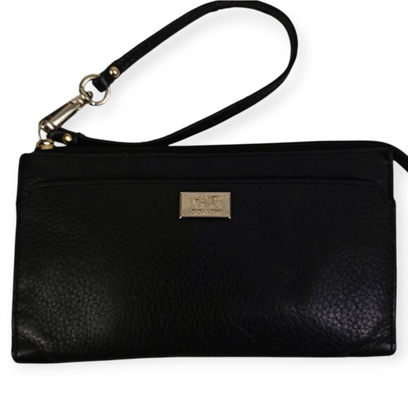 Coach Black Genuine Leather Wristlet Wallet Purse - Picture 3 of 9
